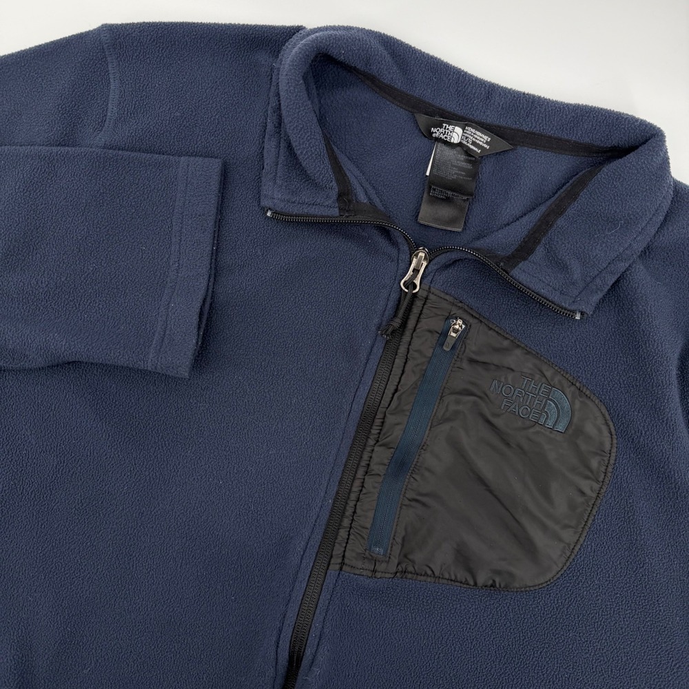 The North Face Mens Fleece Jacket Navy Blue Full Zip Pockets Size XL Regular